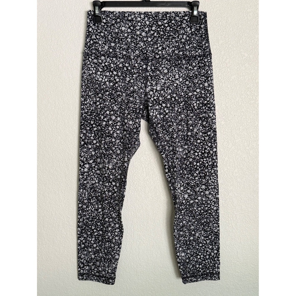 Lululemon Align High-Rise Crop 23 Venture Floral Alpine White Black Size 8